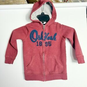 Vintage Kids OshKosh B'gosh Hoodie Zip Sweatshirt Red Size 6‎ Y2K